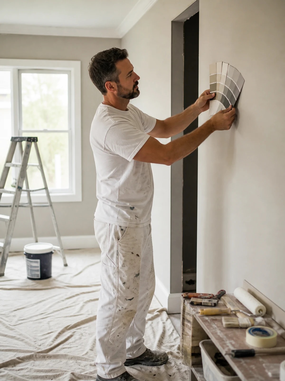A painting company owner reviewing a residential project